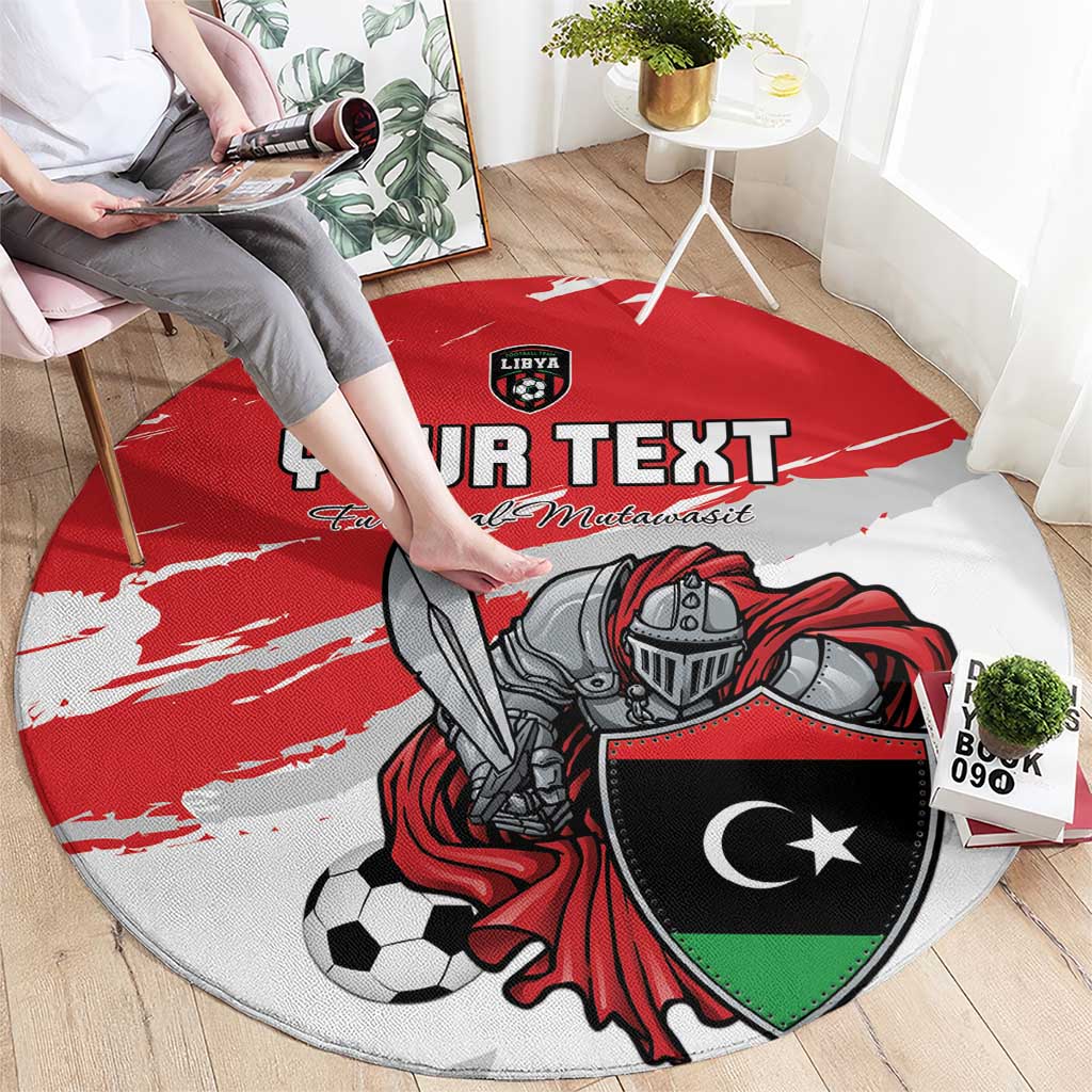 Custom Libya Football Round Carpet Yalla Fursan Al-Mutawasit