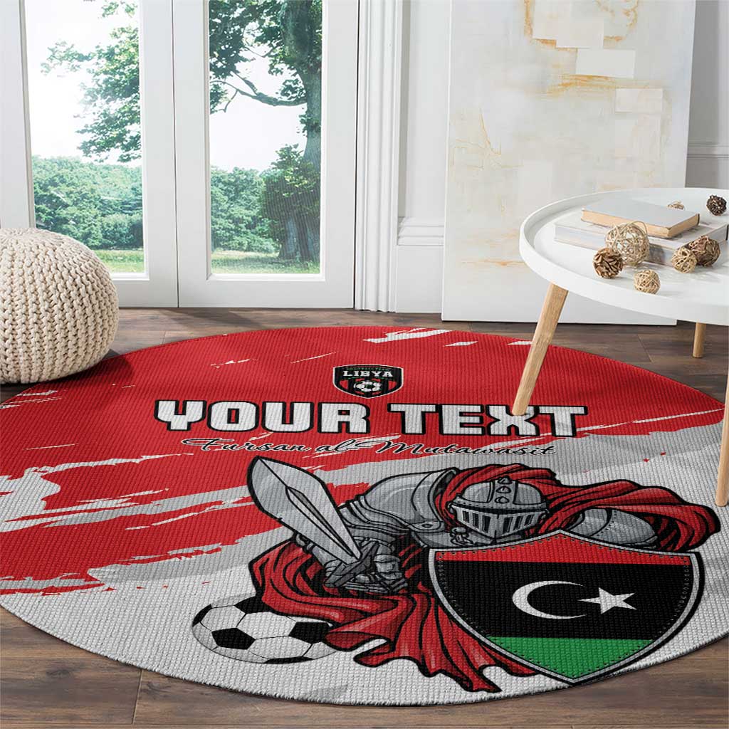 Custom Libya Football Round Carpet Yalla Fursan Al-Mutawasit
