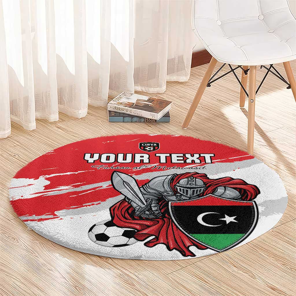 Custom Libya Football Round Carpet Yalla Fursan Al-Mutawasit