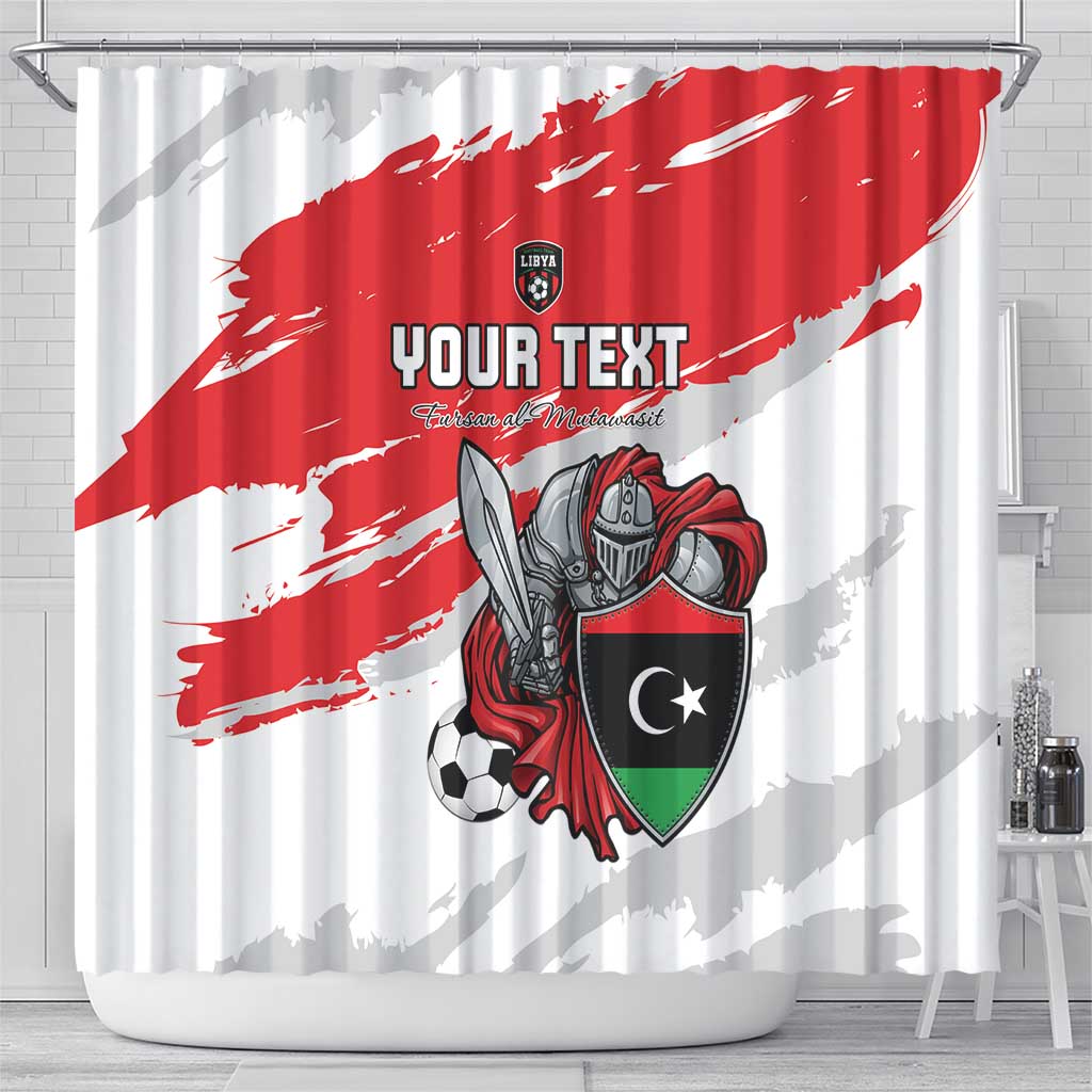Custom Libya Football Shower Curtain Yalla Fursan Al-Mutawasit