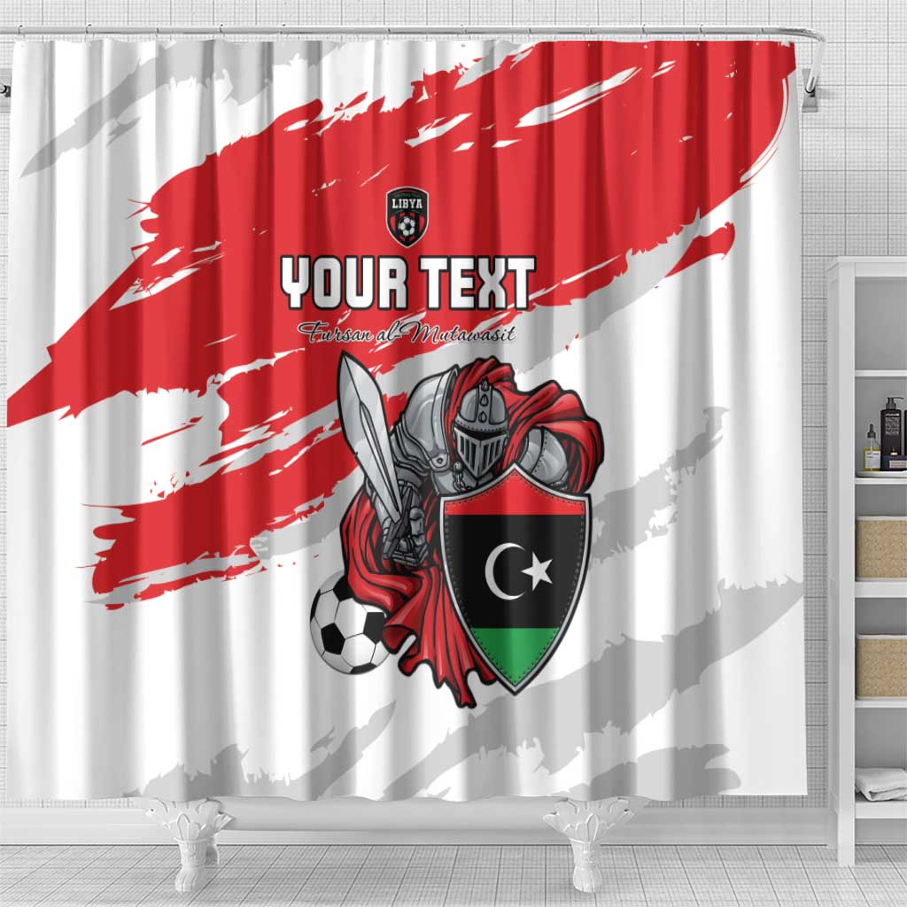 Custom Libya Football Shower Curtain Yalla Fursan Al-Mutawasit