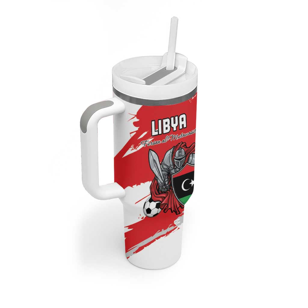 Custom Libya Football Tumbler With Handle Yalla Fursan Al-Mutawasit