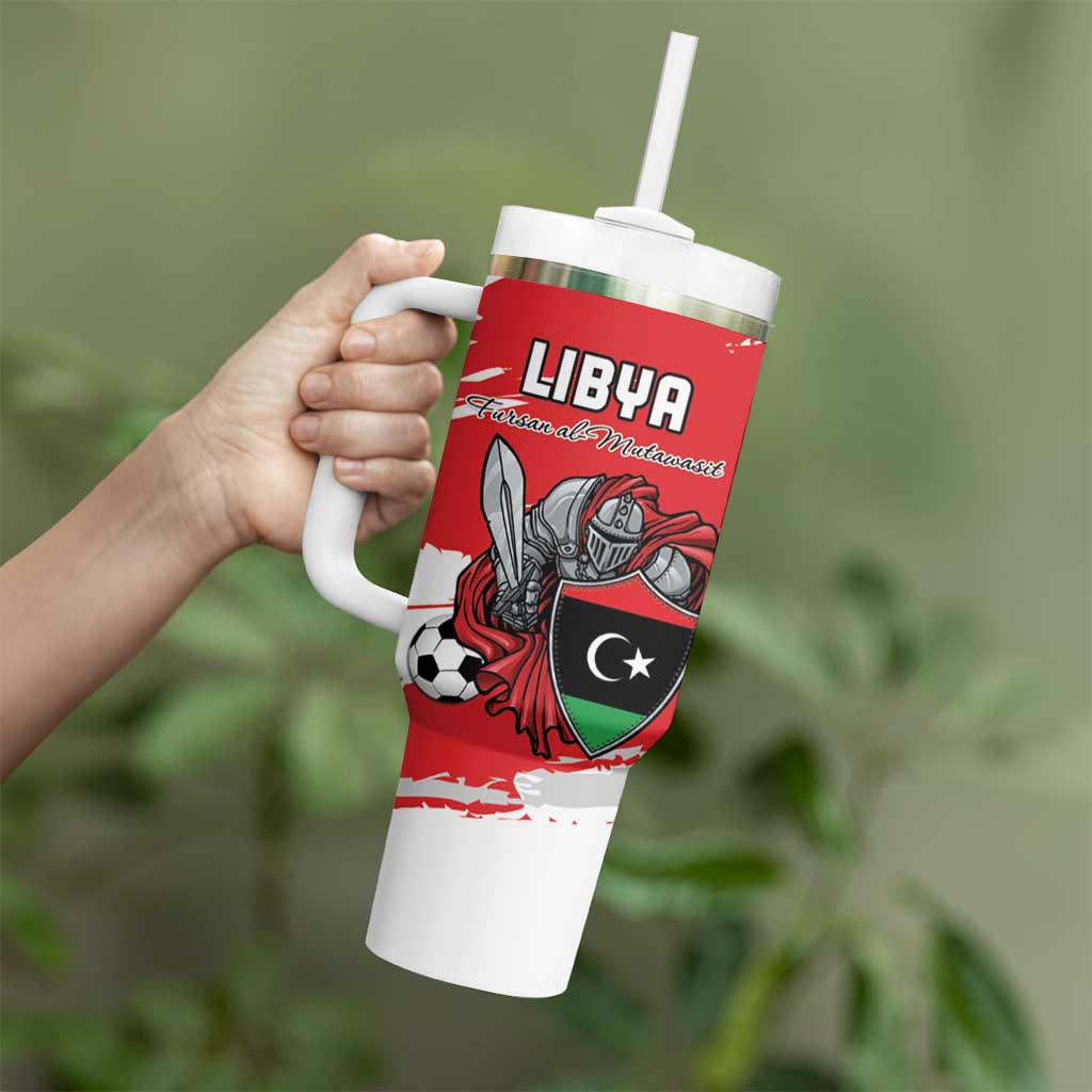 Custom Libya Football Tumbler With Handle Yalla Fursan Al-Mutawasit