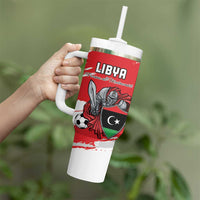 Custom Libya Football Tumbler With Handle Yalla Fursan Al-Mutawasit