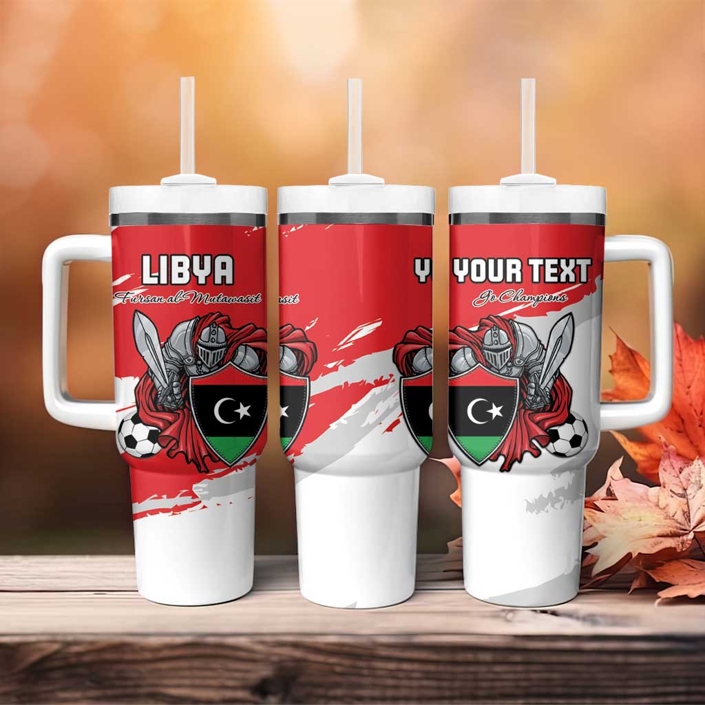Custom Libya Football Tumbler With Handle Yalla Fursan Al-Mutawasit