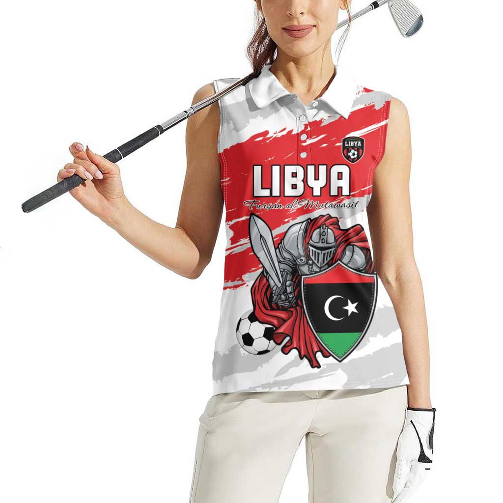 Custom Libya Football Women Sleeveless Polo Shirt Yalla Fursan Al-Mutawasit