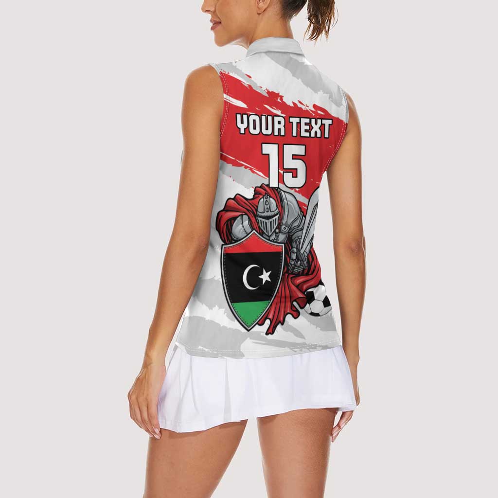 Custom Libya Football Women Sleeveless Polo Shirt Yalla Fursan Al-Mutawasit