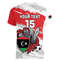 Custom Libya Football Women V-Neck T-Shirt Yalla Fursan Al-Mutawasit