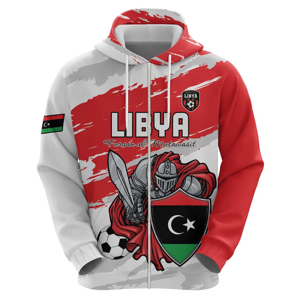 Custom Libya Football Zip Hoodie Yalla Fursan Al-Mutawasit
