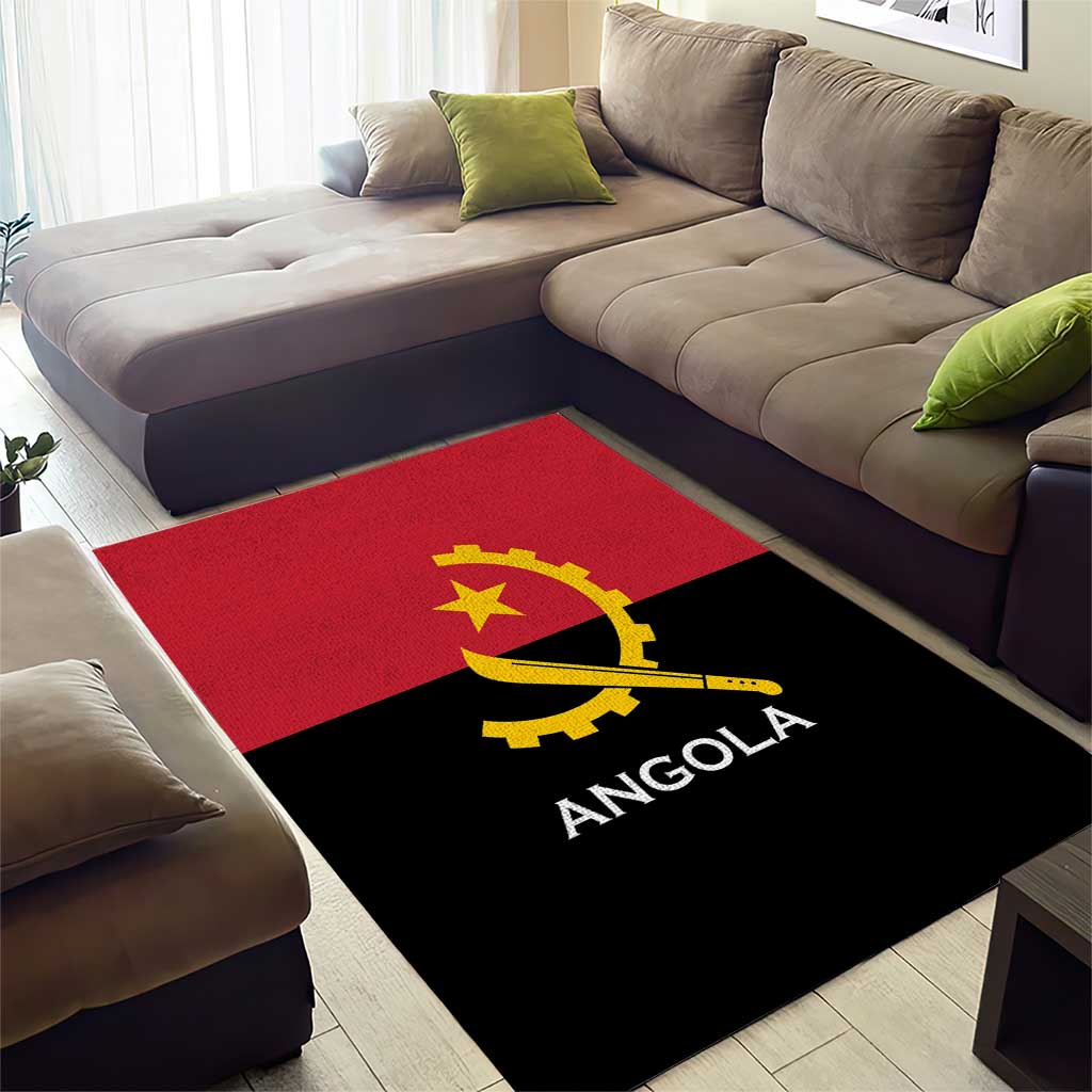 Angola Country Flag Area Rug Virtus Unita Fortior