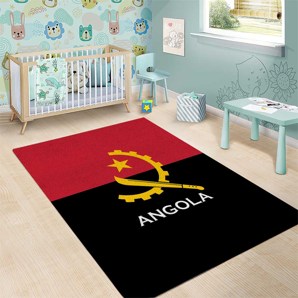 Angola Country Flag Area Rug Virtus Unita Fortior