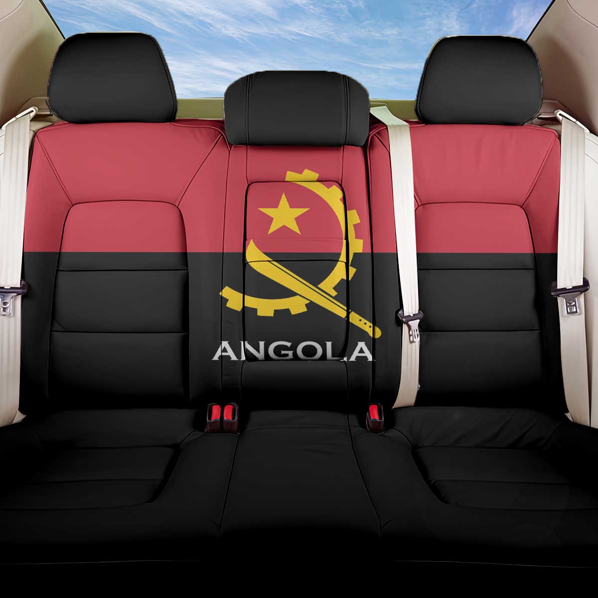 Angola Country Flag Back Car Seat Cover Virtus Unita Fortior
