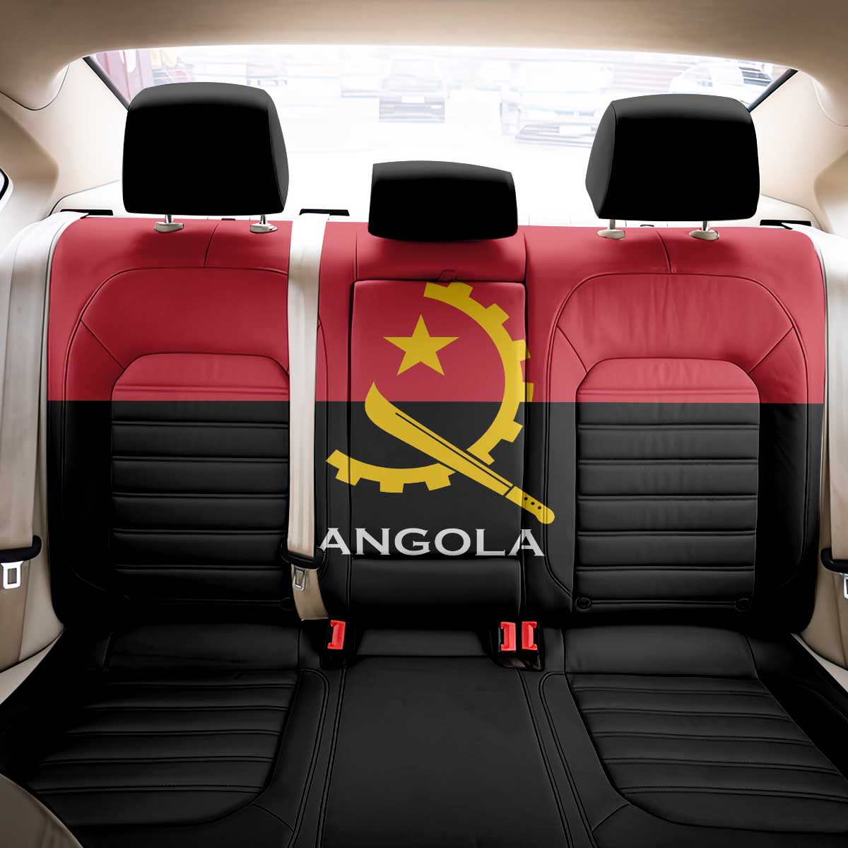 Angola Country Flag Back Car Seat Cover Virtus Unita Fortior