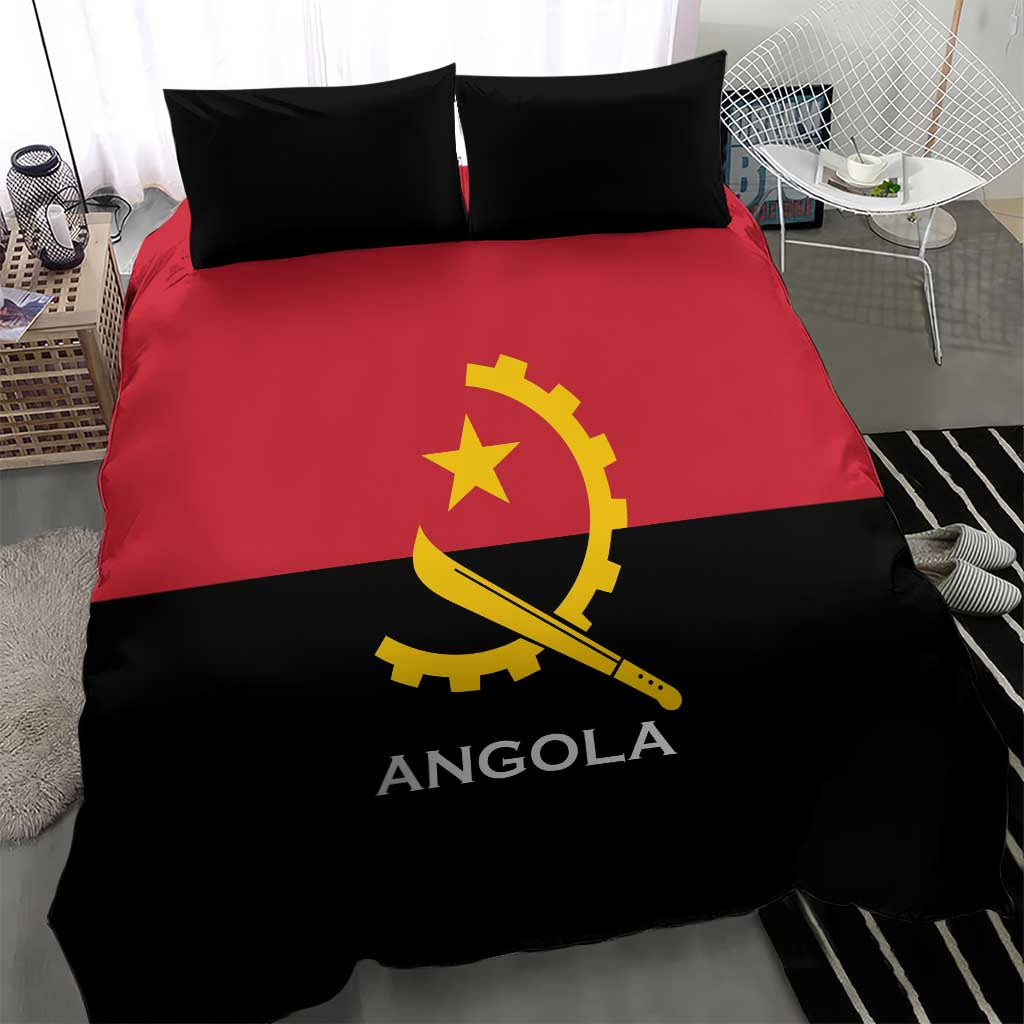 Angola Country Flag Bedding Set Virtus Unita Fortior