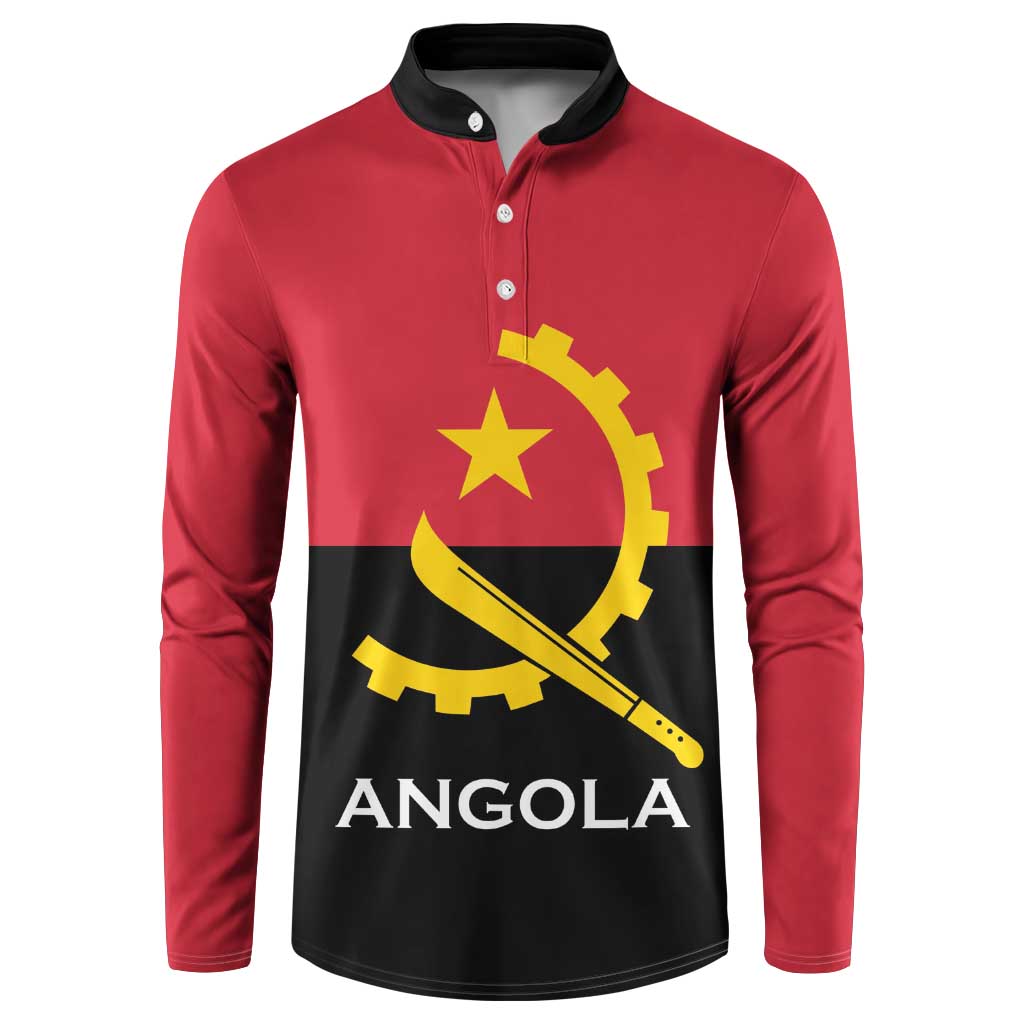 Angola Country Flag Button Sweatshirt Virtus Unita Fortior