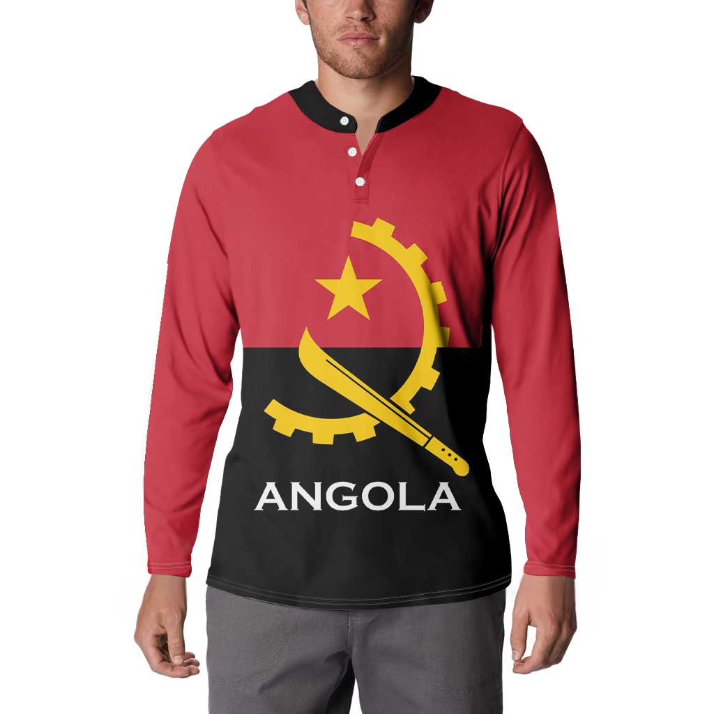 Angola Country Flag Button Sweatshirt Virtus Unita Fortior