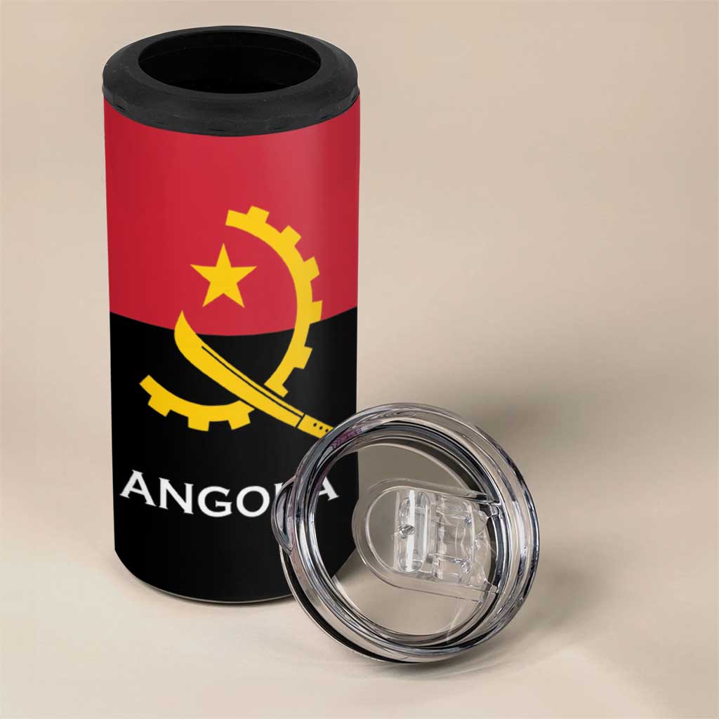 Angola Country Flag 4 in 1 Can Cooler Tumbler Virtus Unita Fortior