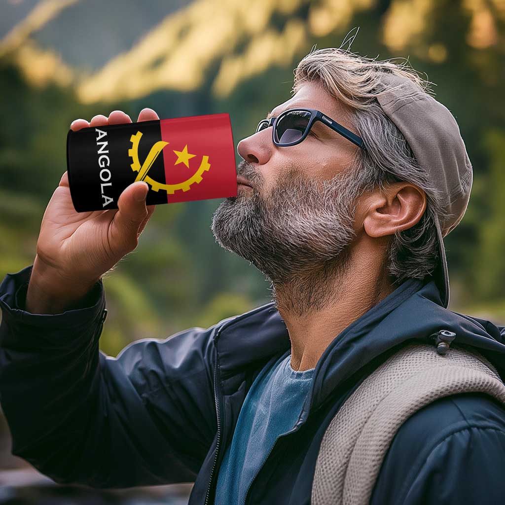 Angola Country Flag 4 in 1 Can Cooler Tumbler Virtus Unita Fortior