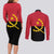 Angola Country Flag Couples Matching Long Sleeve Bodycon Dress and Long Sleeve Button Shirt Virtus Unita Fortior