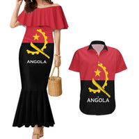 Angola Country Flag Couples Matching Mermaid Dress and Hawaiian Shirt Virtus Unita Fortior
