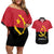 Angola Country Flag Couples Matching Off Shoulder Short Dress and Hawaiian Shirt Virtus Unita Fortior