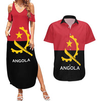 Angola Country Flag Couples Matching Summer Maxi Dress and Hawaiian Shirt Virtus Unita Fortior