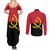 Angola Country Flag Couples Matching Summer Maxi Dress and Long Sleeve Button Shirt Virtus Unita Fortior