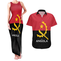 Angola Country Flag Couples Matching Tank Maxi Dress and Hawaiian Shirt Virtus Unita Fortior