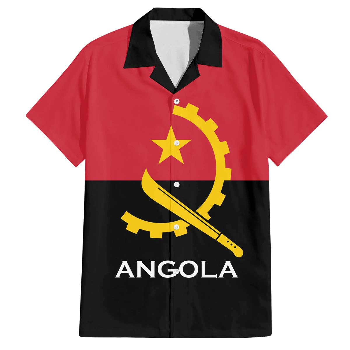 Angola Country Flag Family Matching Off The Shoulder Long Sleeve Dress and Hawaiian Shirt Virtus Unita Fortior