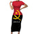 Angola Country Flag Family Matching Short Sleeve Bodycon Dress and Hawaiian Shirt Virtus Unita Fortior