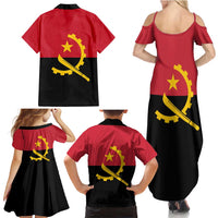 Angola Country Flag Family Matching Summer Maxi Dress and Hawaiian Shirt Virtus Unita Fortior