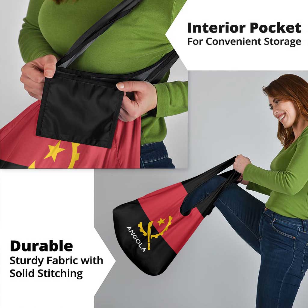Angola Country Flag Grocery Bag Virtus Unita Fortior