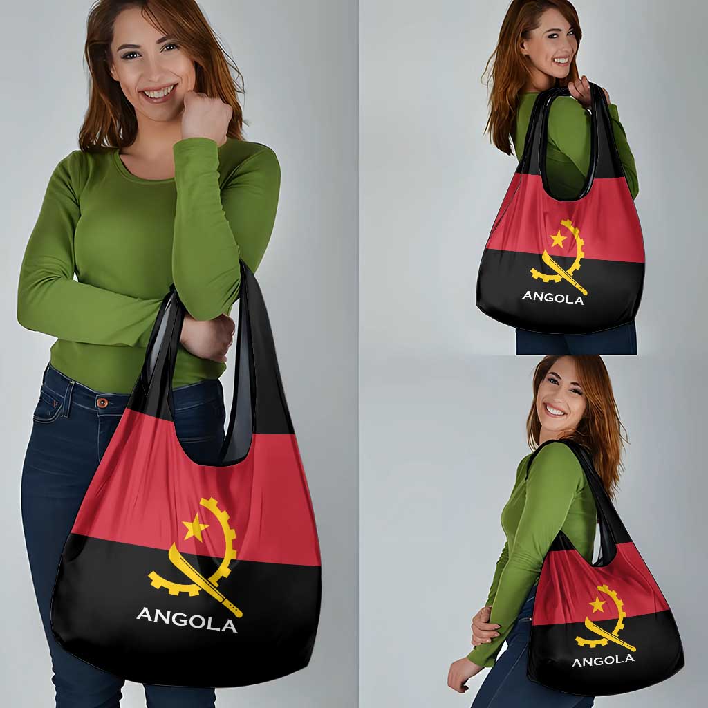 Angola Country Flag Grocery Bag Virtus Unita Fortior