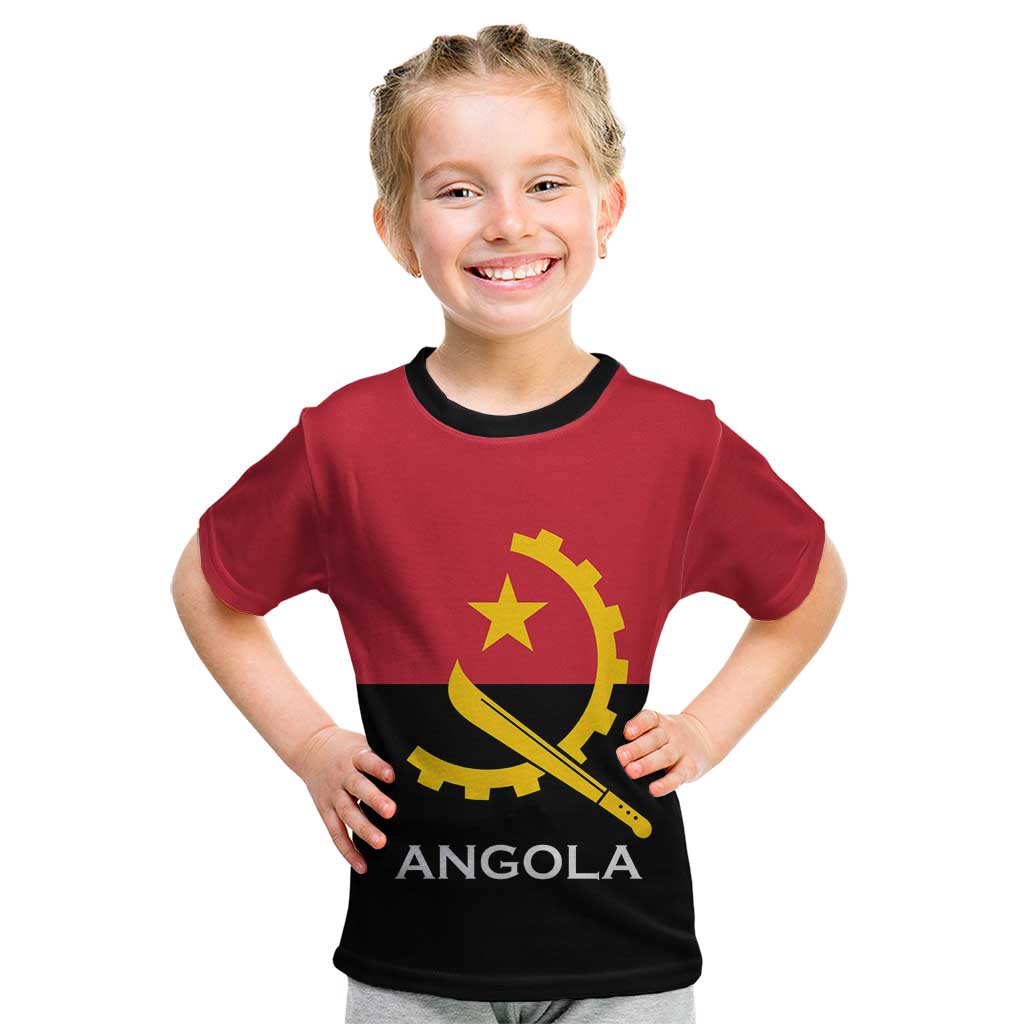 Angola Country Flag Kid T Shirt Virtus Unita Fortior