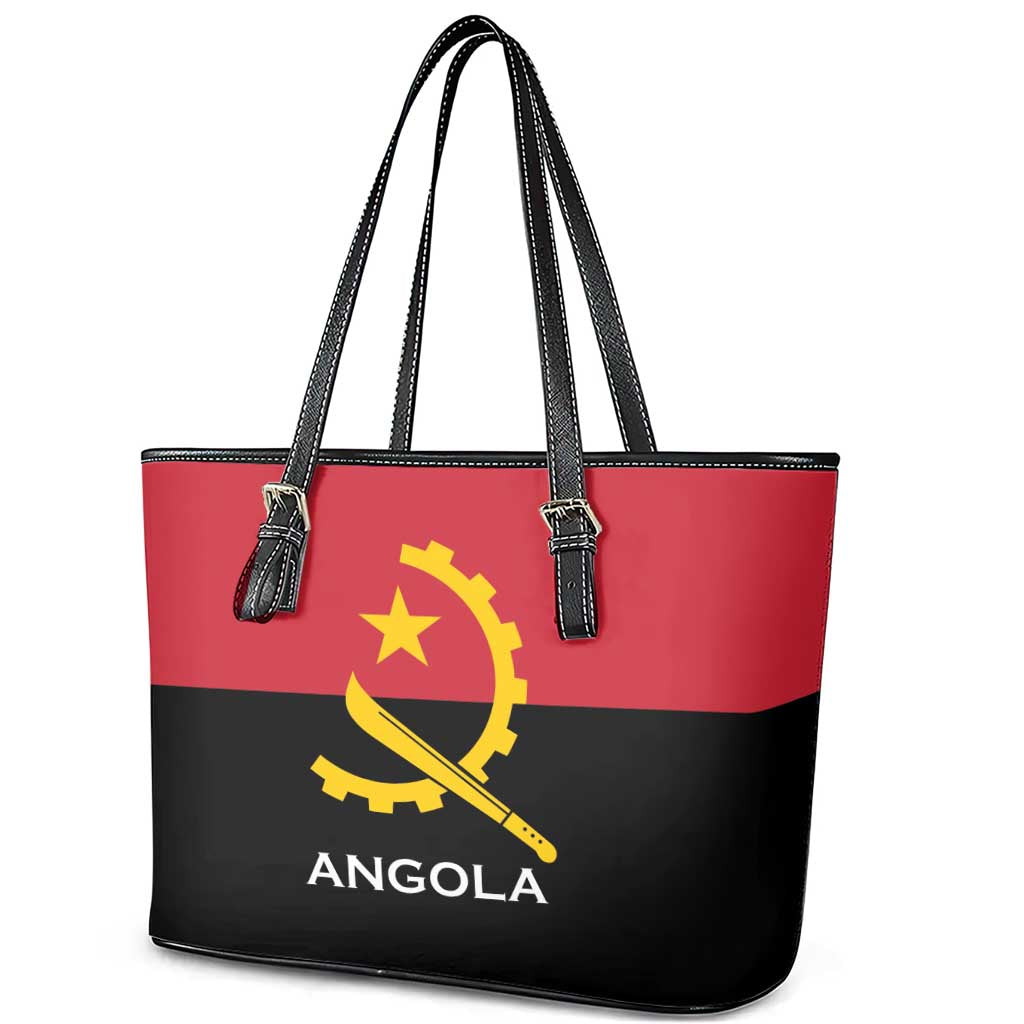 Angola Country Flag Leather Tote Bag Virtus Unita Fortior