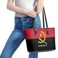 Angola Country Flag Leather Tote Bag Virtus Unita Fortior
