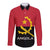 Angola Country Flag Long Sleeve Button Shirt Virtus Unita Fortior