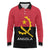 Angola Country Flag Long Sleeve Polo Shirt Virtus Unita Fortior