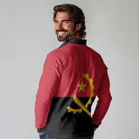 Angola Country Flag Long Sleeve Polo Shirt Virtus Unita Fortior