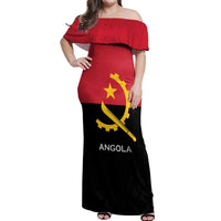 Angola Country Flag Off Shoulder Maxi Dress Virtus Unita Fortior