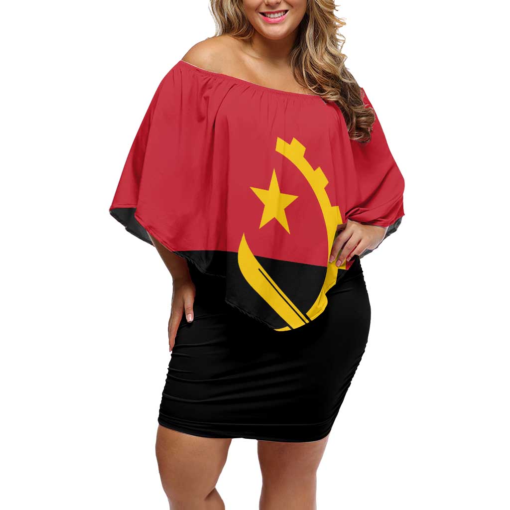 Angola Country Flag Off Shoulder Short Dress Virtus Unita Fortior