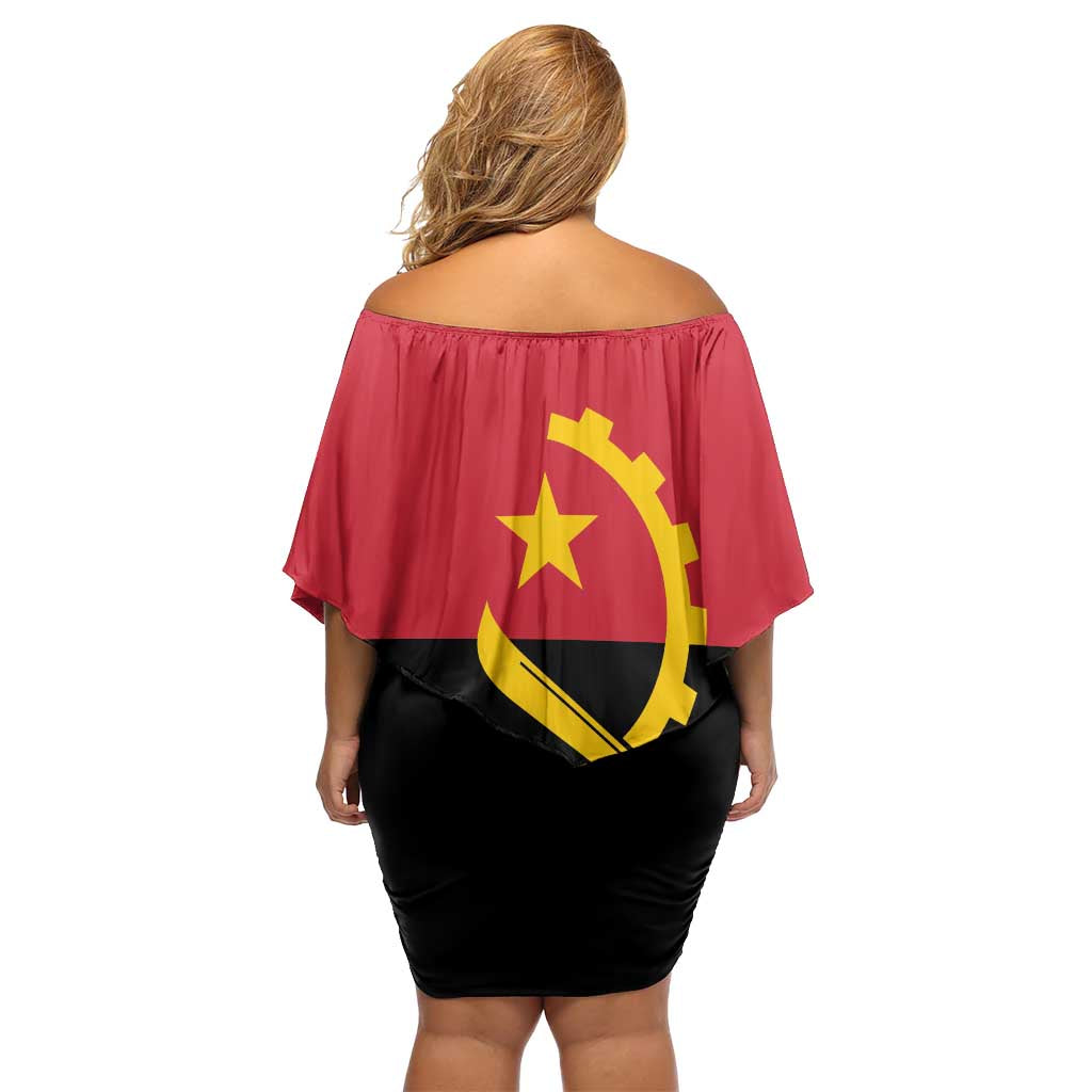 Angola Country Flag Off Shoulder Short Dress Virtus Unita Fortior