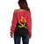 Angola Country Flag Off Shoulder Sweater Virtus Unita Fortior
