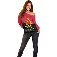 Angola Country Flag Off Shoulder Sweater Virtus Unita Fortior