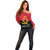 Angola Country Flag Off Shoulder Sweater Virtus Unita Fortior