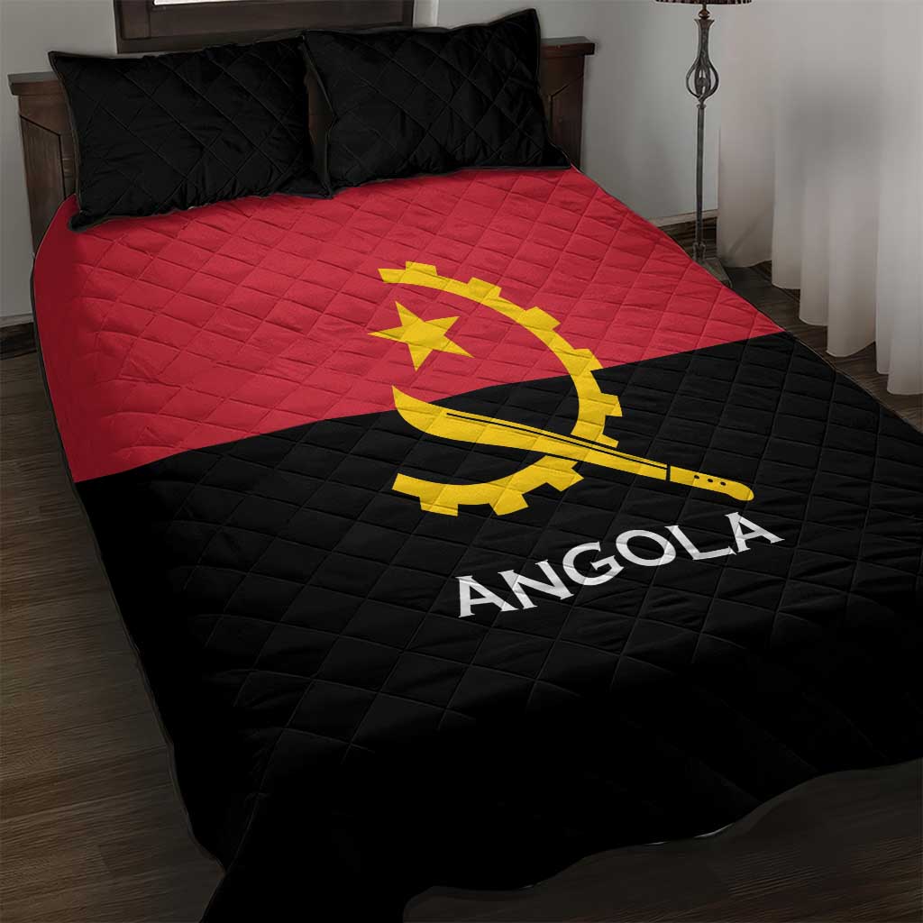 Angola Country Flag Quilt Bed Set Virtus Unita Fortior