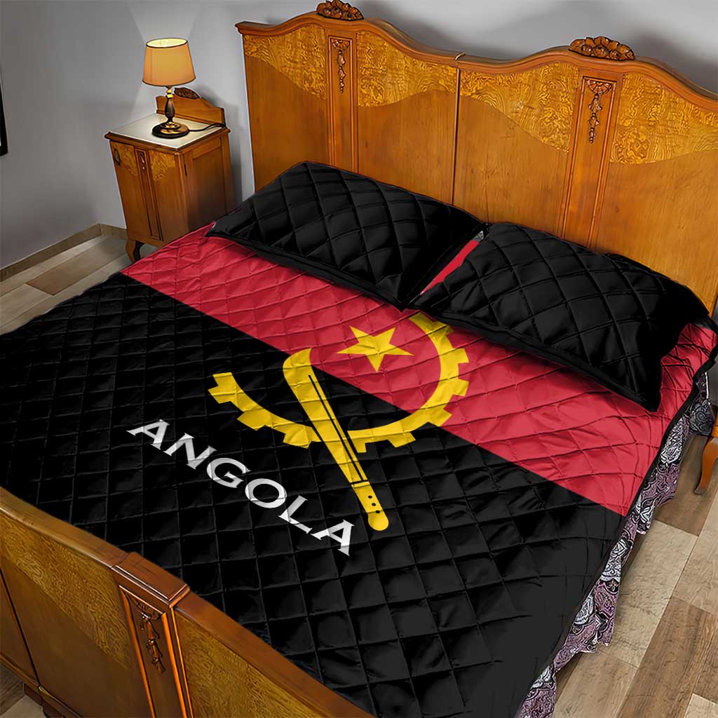 Angola Country Flag Quilt Bed Set Virtus Unita Fortior