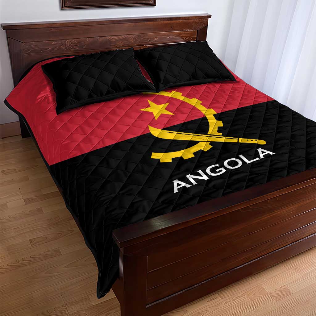 Angola Country Flag Quilt Bed Set Virtus Unita Fortior