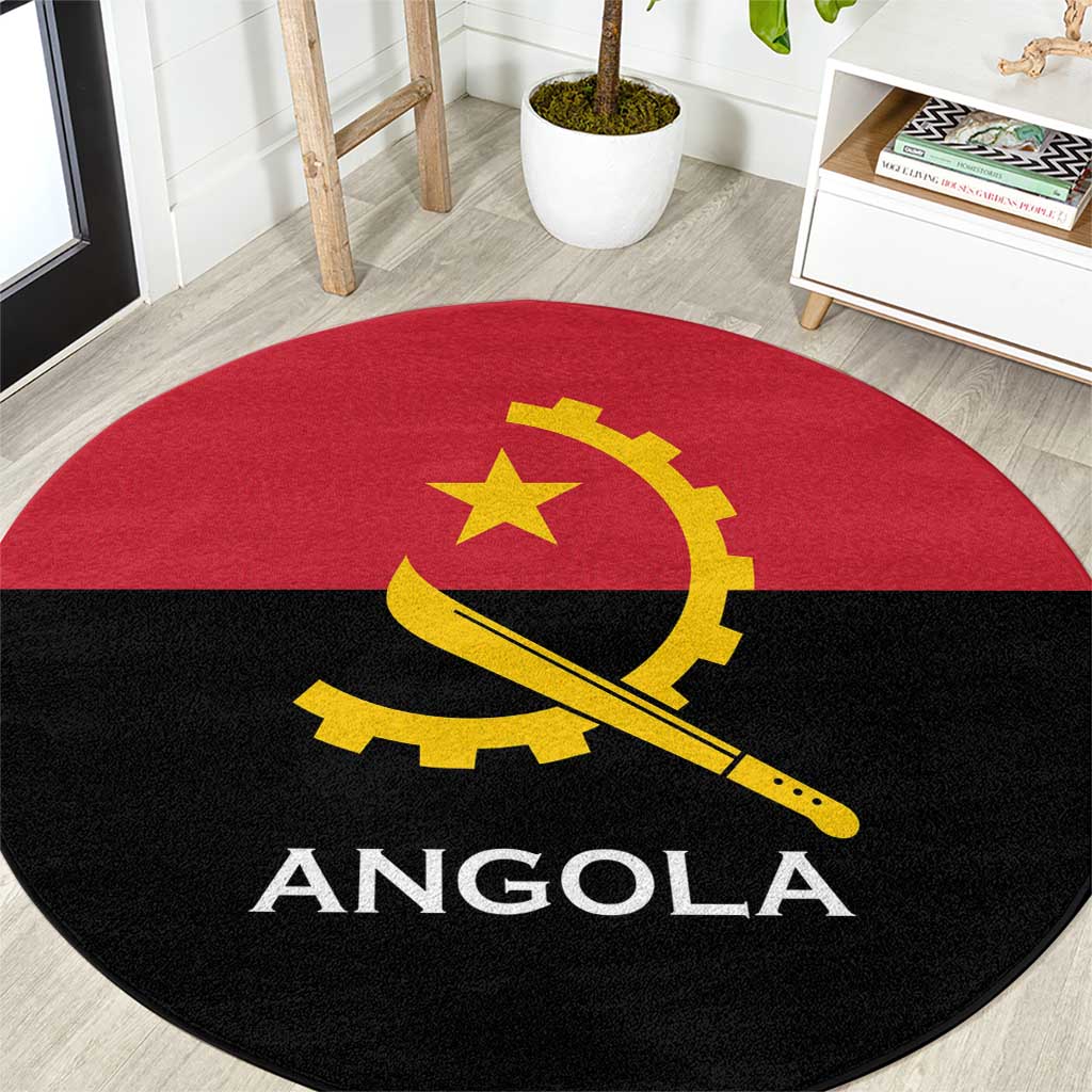 Angola Country Flag Round Carpet Virtus Unita Fortior