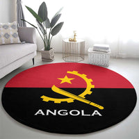 Angola Country Flag Round Carpet Virtus Unita Fortior